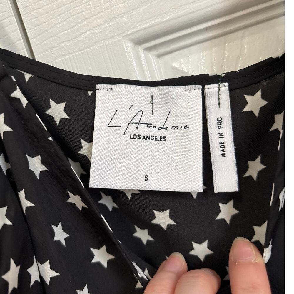 L’Academie Black and White Star Print Spaghetti Strap Cami Tank Revolve Size S - Picture 8 of 10